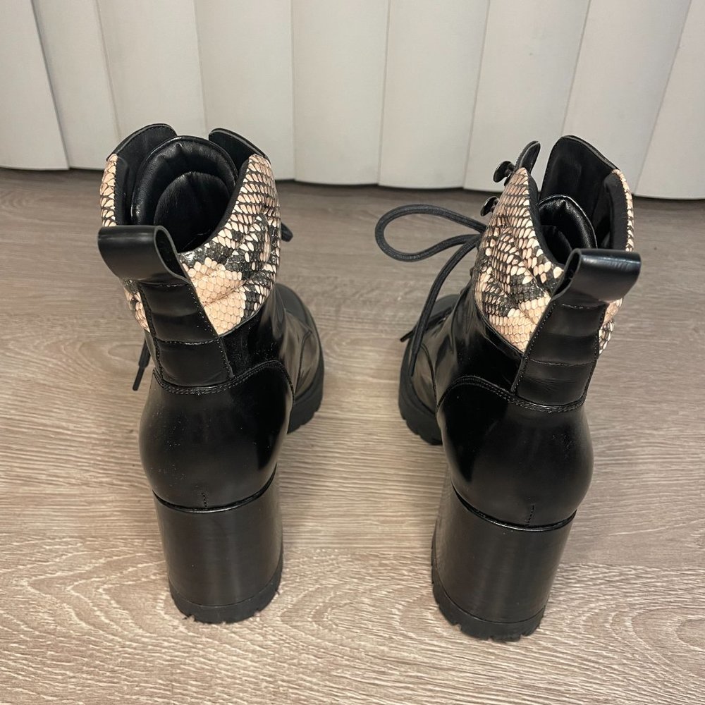 Black Leather Lace Booties - Picture 3 of 3